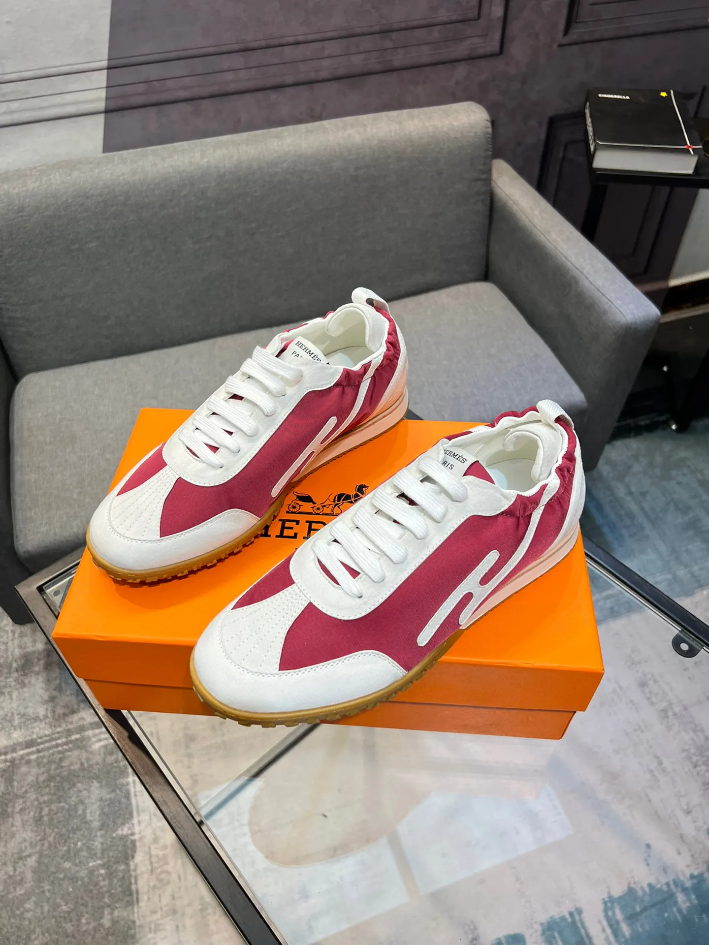 Men's shoes 💰660 [HERMES] Hermès - High-end quality original order 🔍🔍 - Upper: 🔝 cowhide suede splicing design - Inner lining: imported mixed sheepskin - Outsole: TPR foam · Rubber: two-color combined molding outsole - Super high quality control · Fine workmanship: highlighted (high-end, luxury, grade) -Size: 38-44 (45, 46, can be customized)